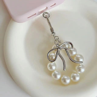 Bow pearl bead charm