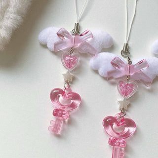 Pink love key charm