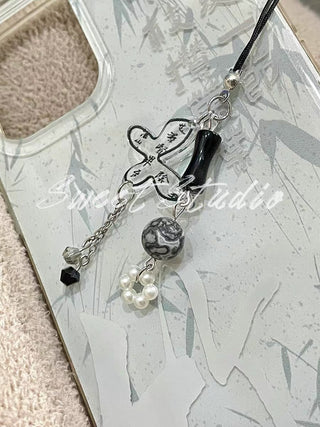 Black fan phone charm