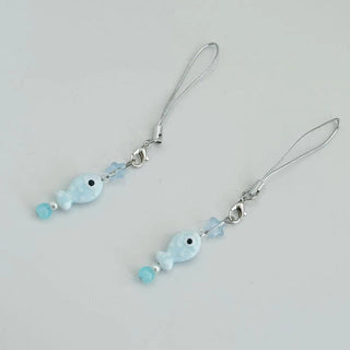 Blue pokadot fish charm