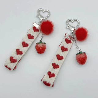 Strawberry keychain charm