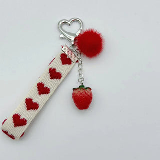 Strawberry keychain charm