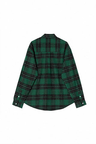 vintage plaid casual long sleeve shirt