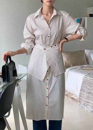 Korea Striped dress Two-piece Set