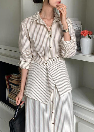 Korea Striped dress Two-piece Set