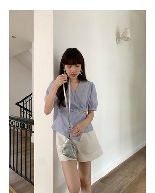 Korean Irregular V-neck top