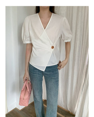 Korean Irregular V-neck top