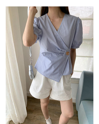 Korean Irregular V-neck top