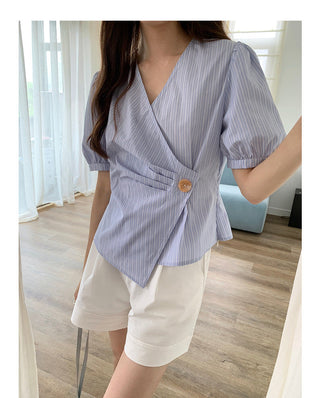 Korean Irregular V-neck top