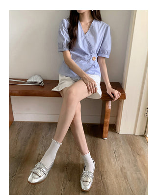 Korean Irregular V-neck top