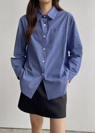 Korean Plaid Long Sleeve Shirt