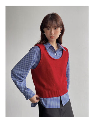 Korean Plaid Long Sleeve Shirt