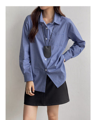 Korean Plaid Long Sleeve Shirt