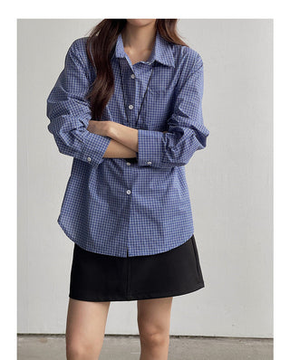 Korean Plaid Long Sleeve Shirt