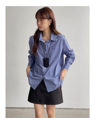 Korean Plaid Long Sleeve Shirt