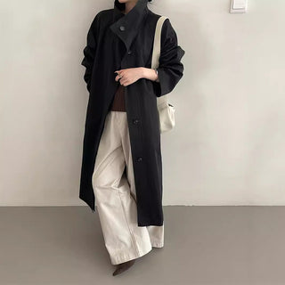 Korean stand collar trench coat