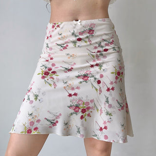 Retro bouquet print slim skirt