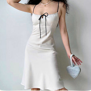 Strappy white mid-length hip dress