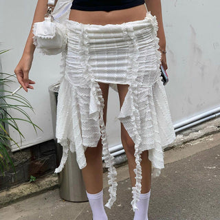 irregular ruffled ribbon skirt