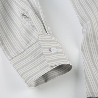 lapel striped long-sleeved shirt