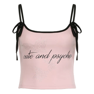 Girly Style Letter Print Sling top