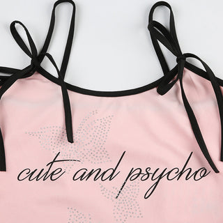 Girly Style Letter Print Sling top