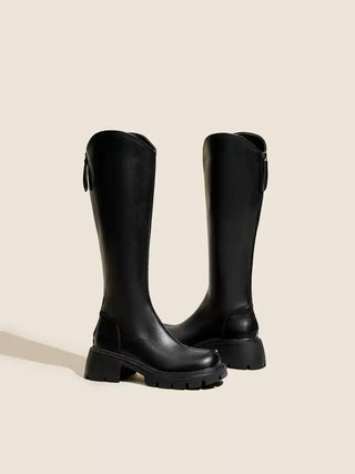 V-neck high-tube thick-heeled long boots