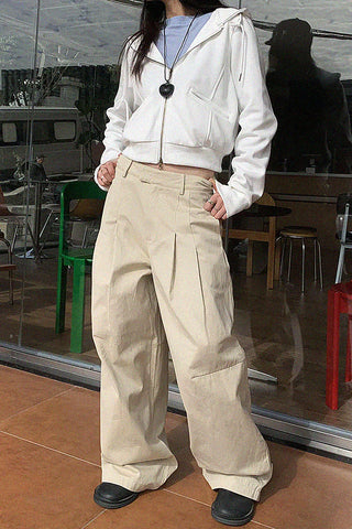 pleated wide-leg suit pants