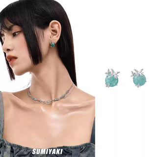 Ice Flower Zircon Butterfly Earrings