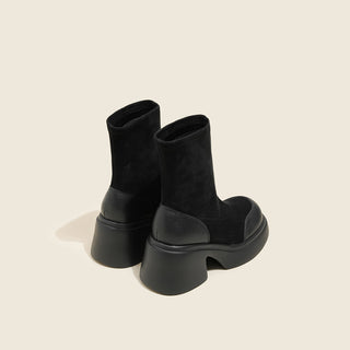 V-neck high-tube thick-heeled long boots