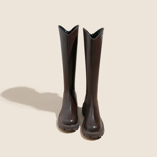 V-neck high-tube thick-heeled long boots