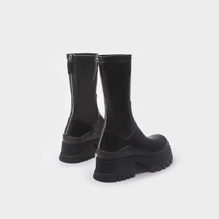 V-neck high-tube thick-heeled long boots