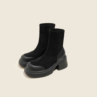 V-neck high-tube thick-heeled long boots