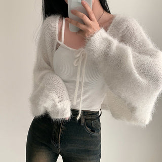 Oversized Mink Wood knit cardigan