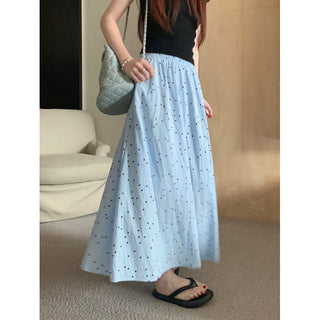 Poka-dot pattern Loose A-line long skirt