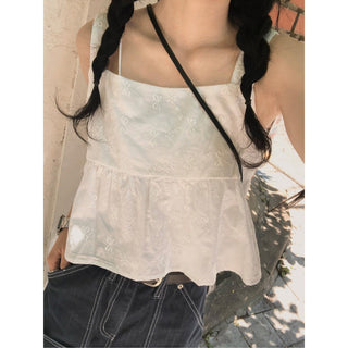 Embroidered spaghetti strap top