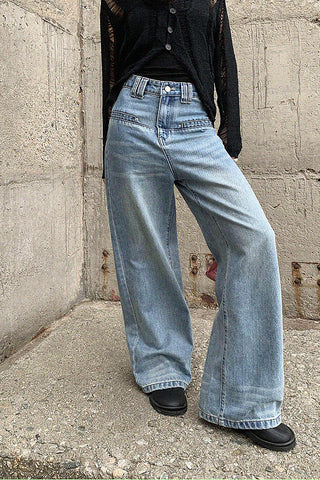 retro blue wide-leg jeans