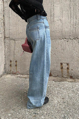 retro blue wide-leg jeans