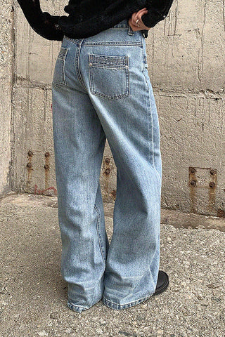 retro blue wide-leg jeans