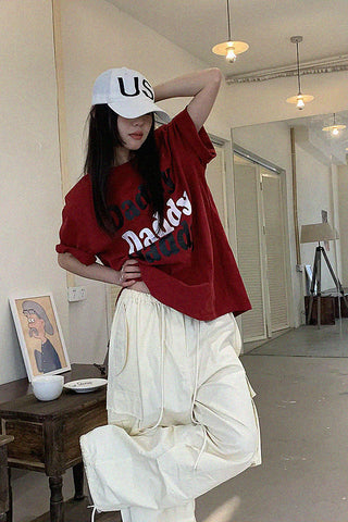 loose letter print short sleeve t-shirt