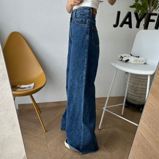 Double buckle split frayed straight Denim Jeans