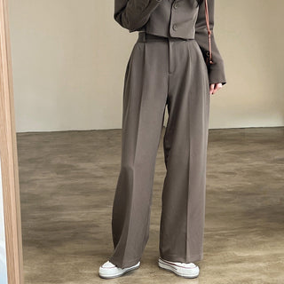 Solid Boxy Fit Notched Lapel cropped Blazer & trousers set