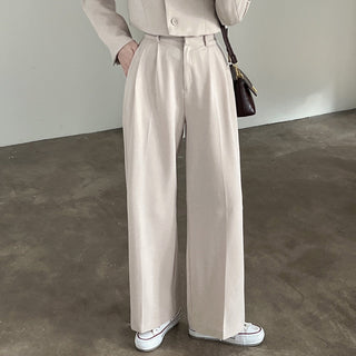 Solid Boxy Fit Notched Lapel cropped Blazer & trousers set