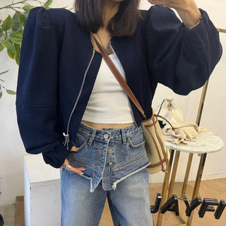 Bubble Sleeve cropped Zipper