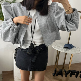 Bubble Sleeve cropped Zipper