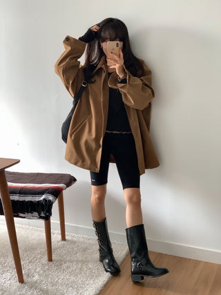 Oversize Straight Suede Coat Coat