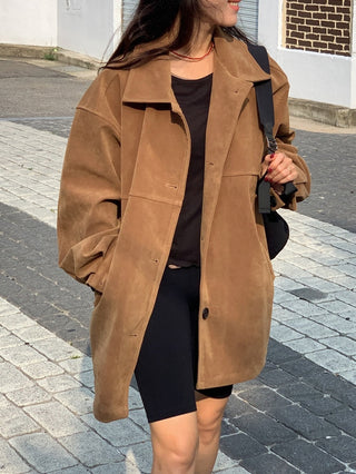 Oversize Straight Suede Coat Coat