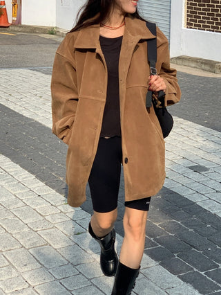 Oversize Straight Suede Coat Coat