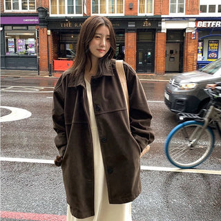 Oversize Straight Suede Coat Coat