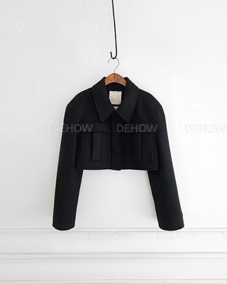 Flip Pocket Zipper Woolen Jacket